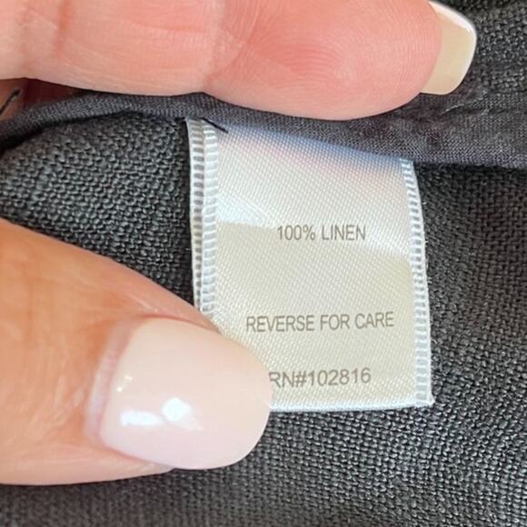 Garnet Hill Linen Asymmetric Womens Jacket Blazer Size 10 Black Minimalist Boho - Picture 7 of 8